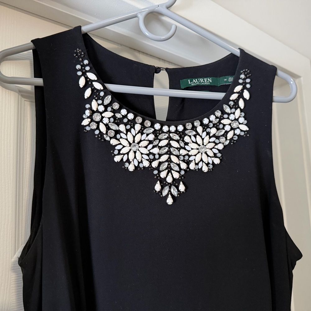 Lauren Ralph Lauren Black Maxi Dress with White Floral Accents